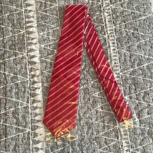 Red and White Striped Silk Tie